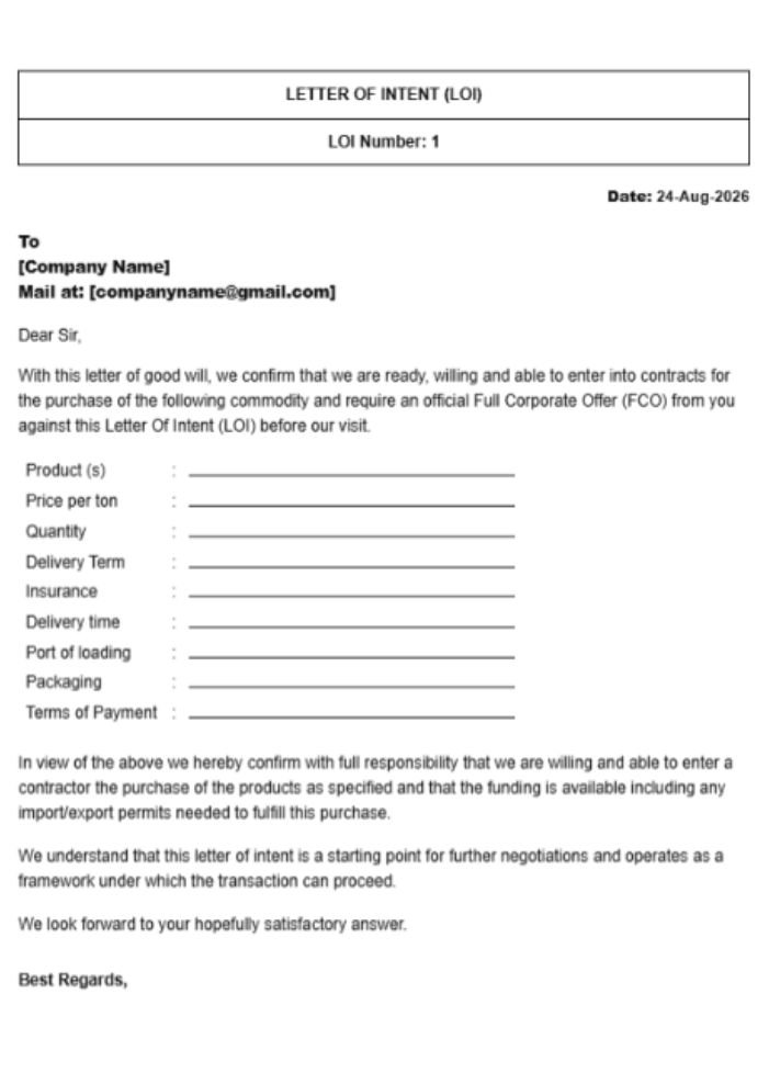 Letter Of Intent