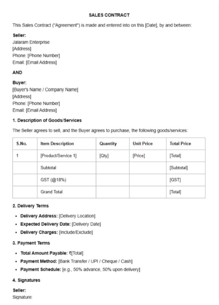 Sales Contract