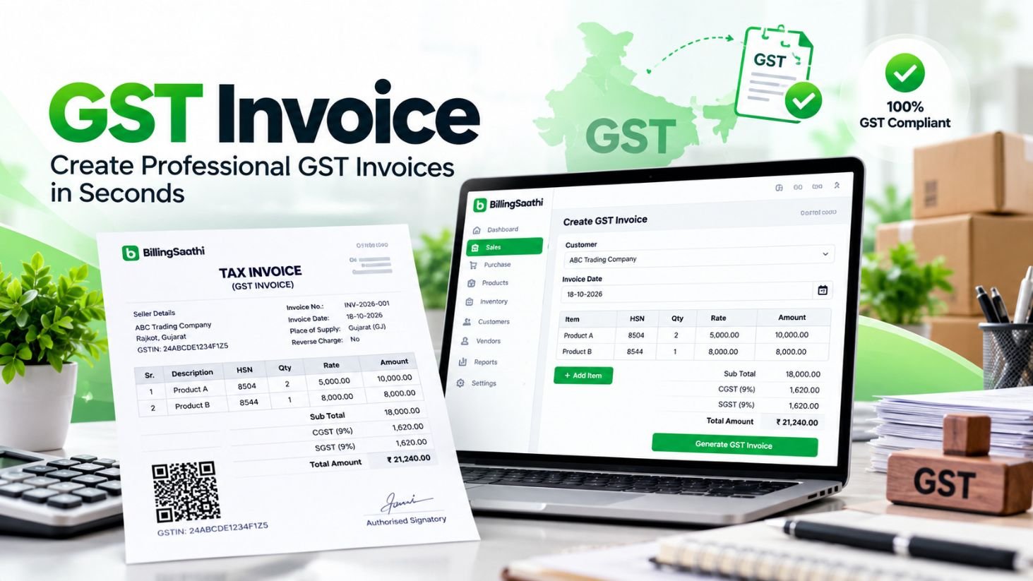 Billing Saathi GST invoice creation screen