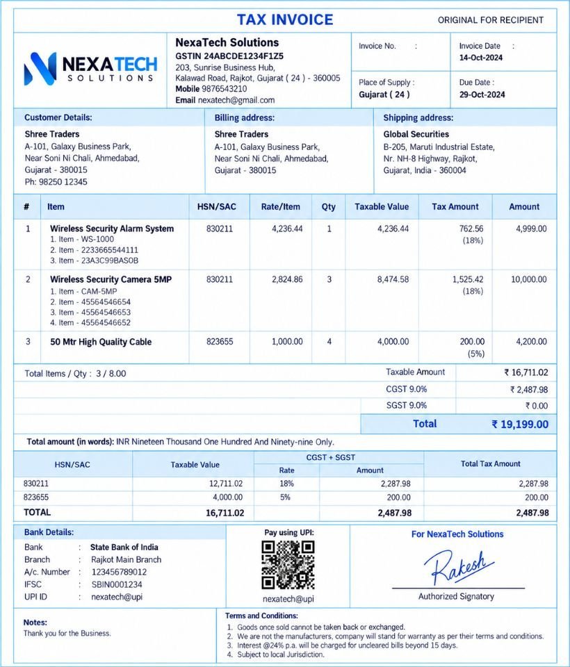 Template 8 invoice style